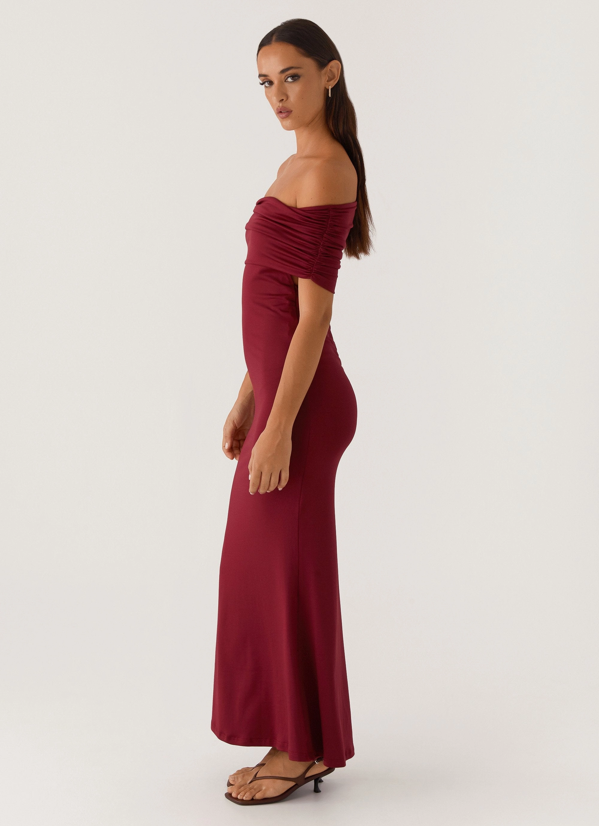 Maude Maxi Dress - Maroon Balanced Look Clean Grace