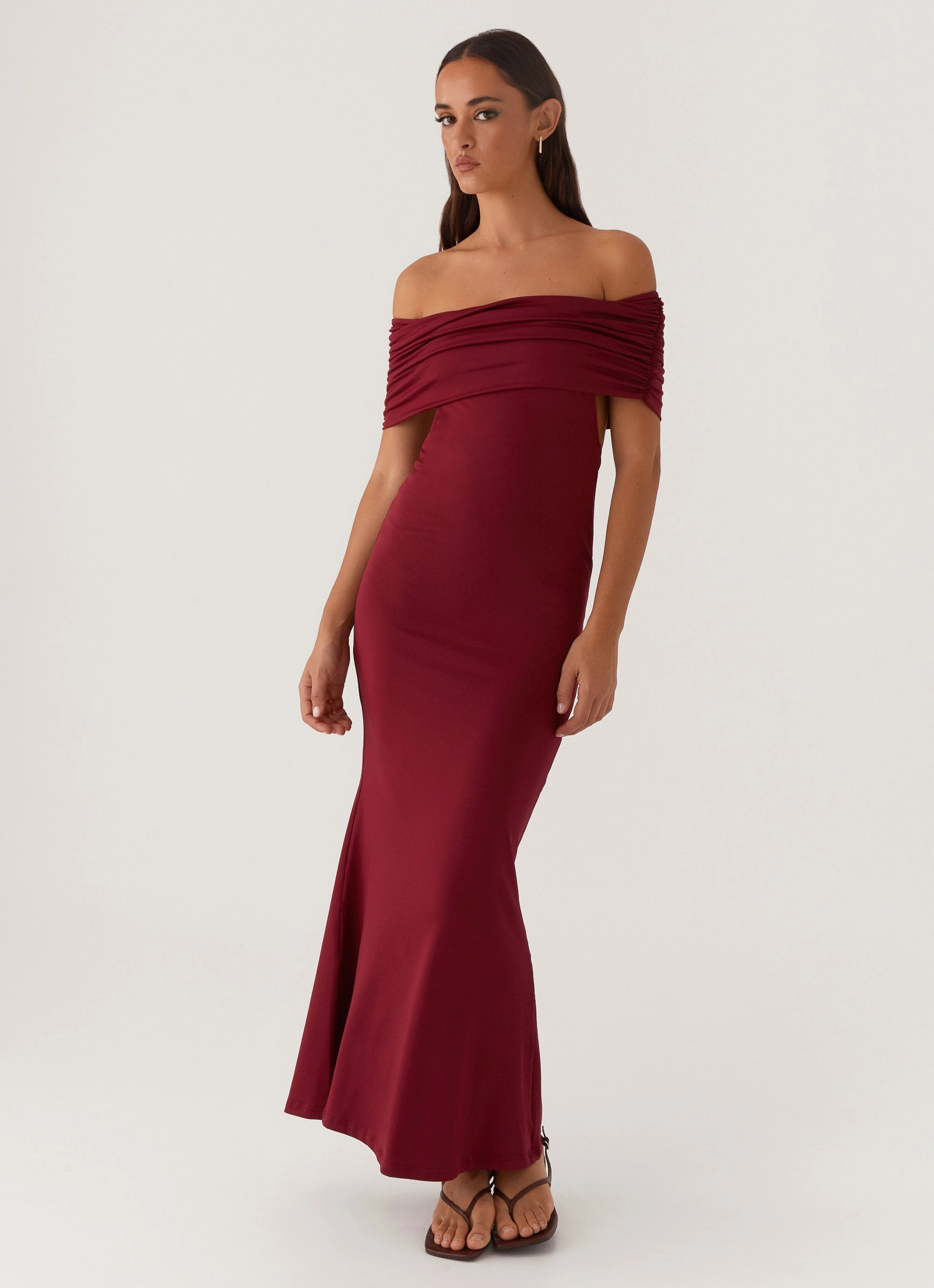 Rooftop-Event All-Season Comfort Maude Maxi Dress - Maroon