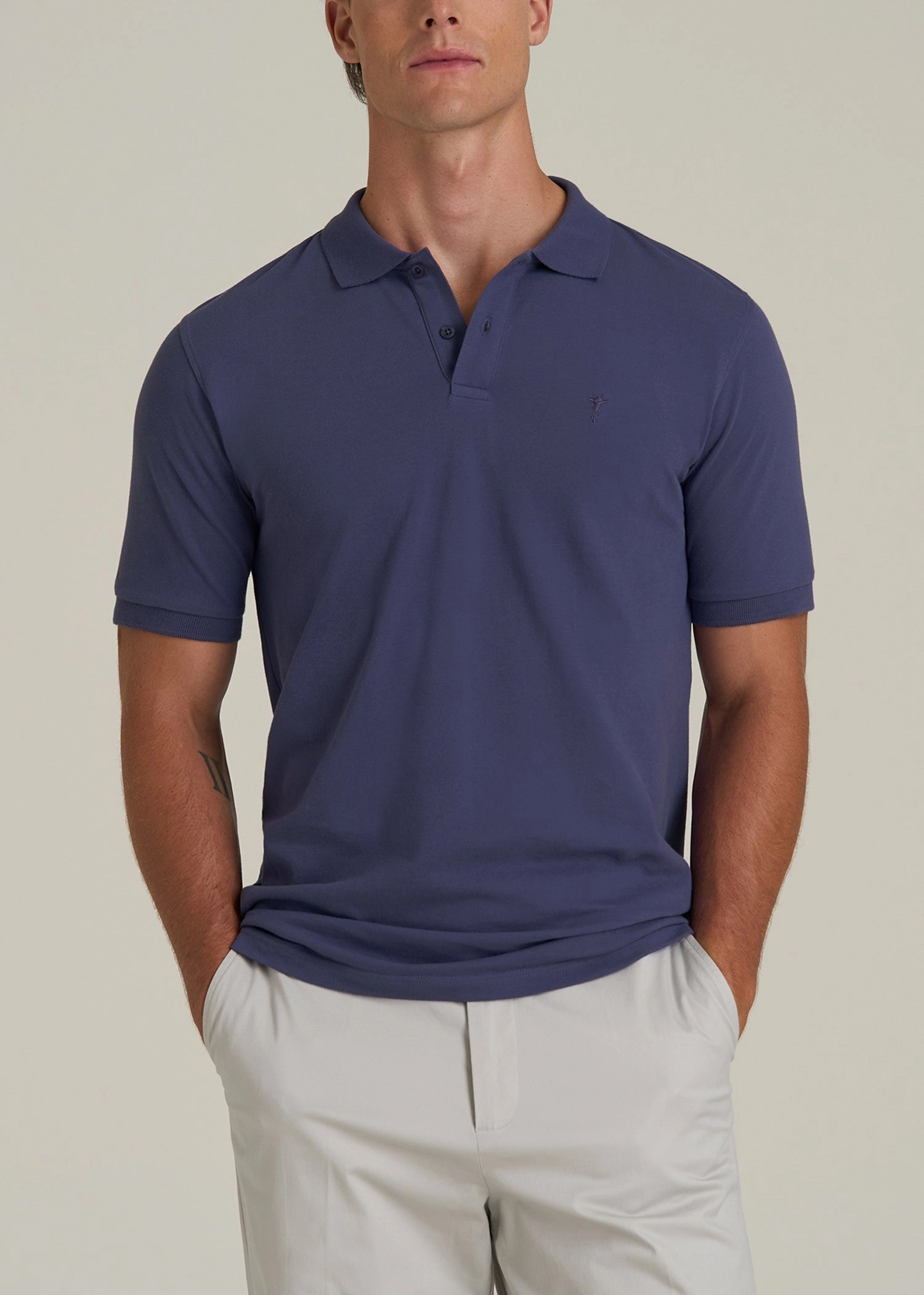 Men's Tall Classic Polo with Embroidered Logo in Future Dusk Flexible Comfort Active Design