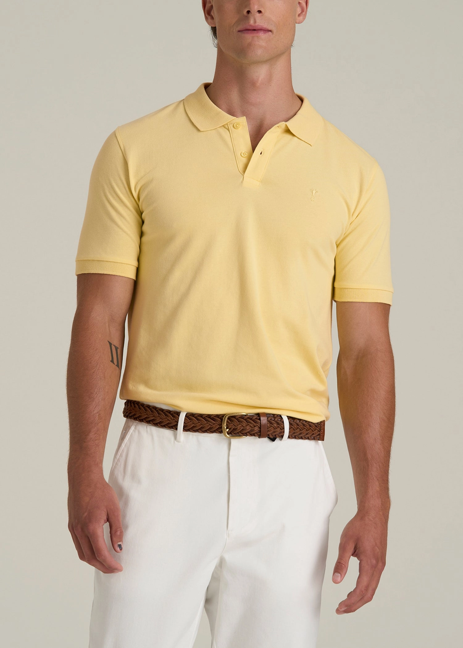 AntiStatic Treatment Men's Tall Classic Polo with Embroidered Logo in Lemon Drop