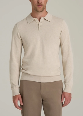 Men??s Tall Polo Sweater in Vanilla Latte Mix Chill Layers