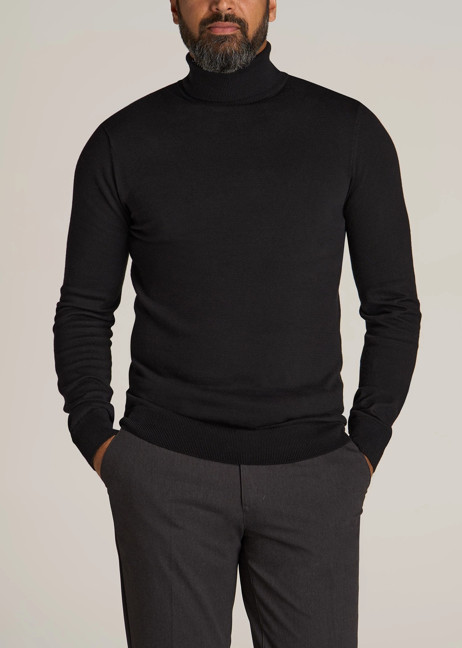 Men's Tall Turtleneck Sweater in Black Classic Chic