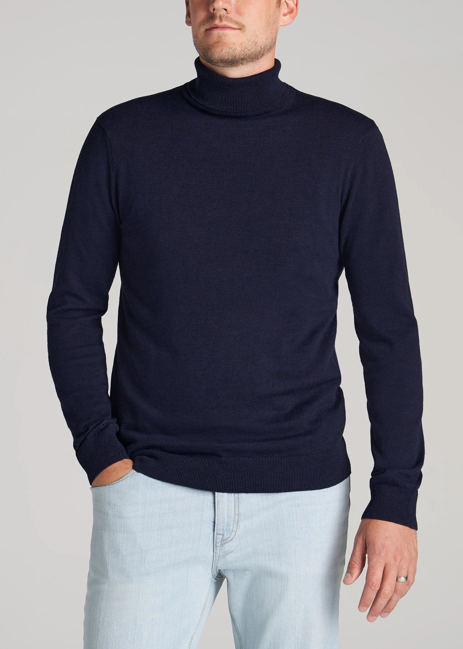 Men's Tall Turtleneck Sweater in Patriot Blue Snug Fit