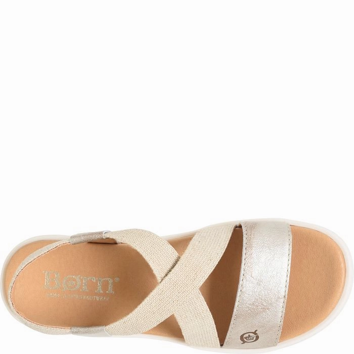Born Women's Kasady Sandal - Light Gold Metallic (Panna Cotta) Cushioned Ankle Collar