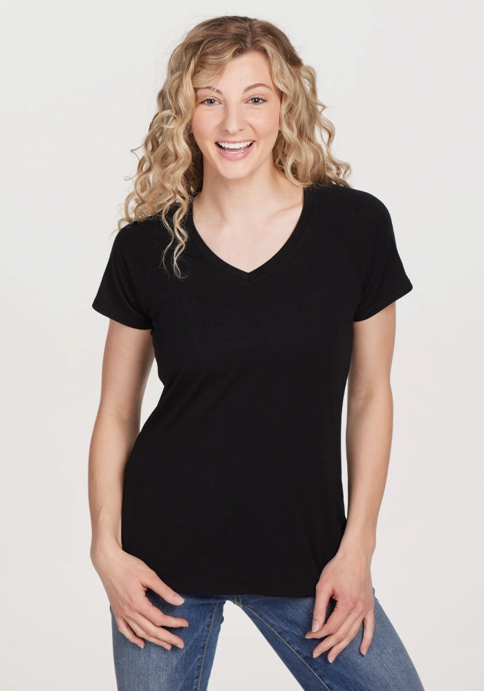 Comfortable in demand Mia V Neck - Black