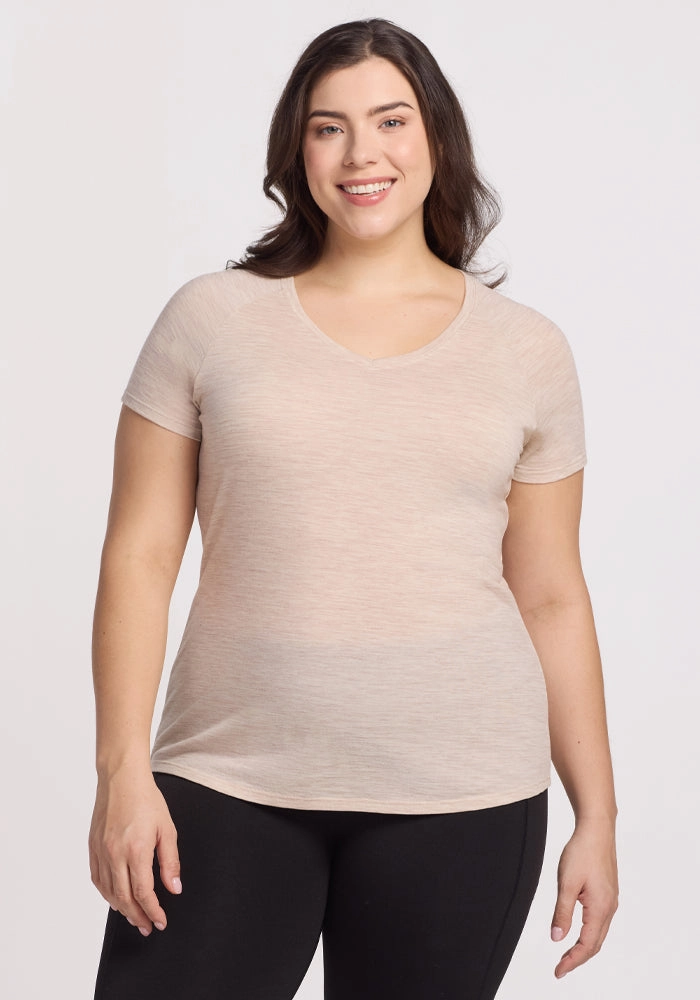 Soft and Light Mia V Neck - Cream Heather