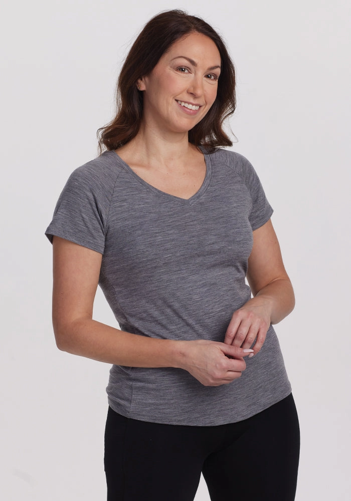 Workout Gear Mia V Neck - Graphite Heather