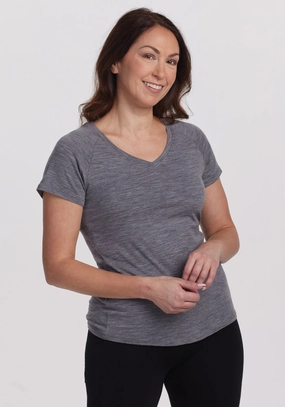 Mia V Neck - Graphite Heather Stylish Day Wear Comfort Waist