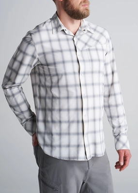 Tall Men's Ultra Lightweight Snap-Front Shirt in Birch Smoke Drop Shoulder Cut