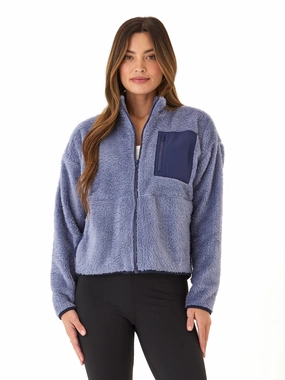 Non Bulky Profile Airflow Optimization Millee Sherpa Full-Zip Contrast Jacket