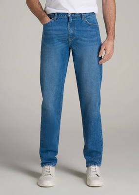 Sleek Comfort Lifestyle Choice Milo RELAXED TAPERED FIT Jeans for Tall Men in Classic Mid Blue