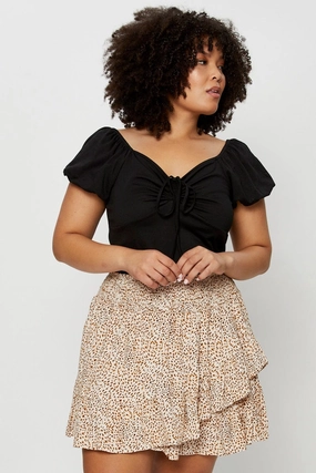 Animal Print Mini Skater Skirt Ruffle Hem Fresh Vibe Chic Appeal