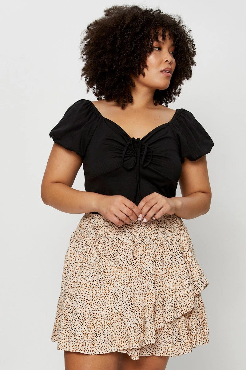 Animal Print Mini Skater Skirt Ruffle Hem Fresh Vibe Chic Appeal