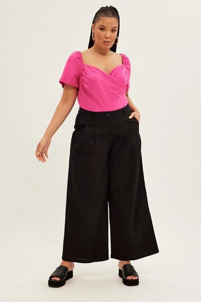 Perfect Comfort Fashionable Look Black Wide Leg Pants High Rise