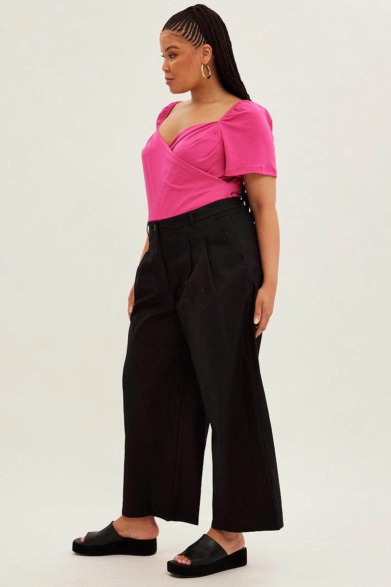 Lightweight Flex Flattering Shape Black Wide Leg Pants High Rise