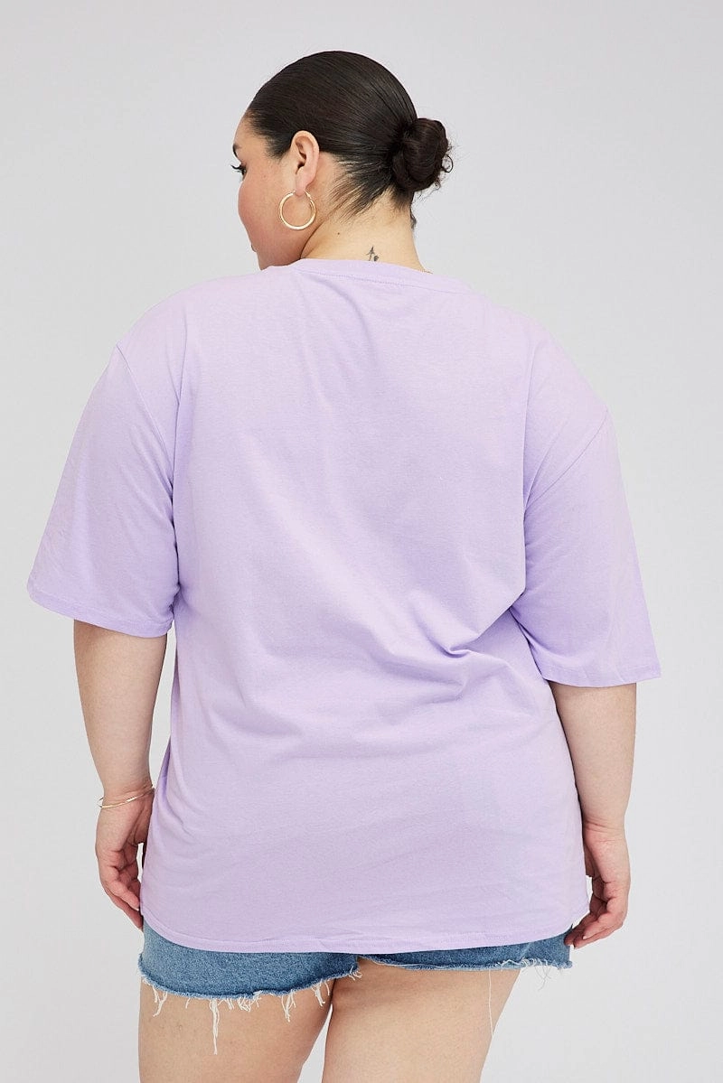 Purple Graphic T-shirt Short Sleeve Crew Neck Breathable mesh Essential Layer