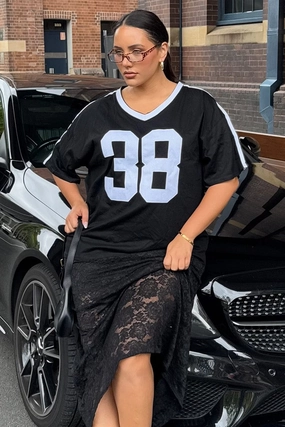 Chic Smart Modern Twist Black Graphic T Shirt Short Sleeve V Neck