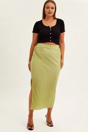Green Midi Skirt Midi Split Trend Ready