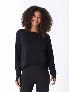 Halle Feather Fleece Crossover Hem Top Single Breasted Reinforced Hems