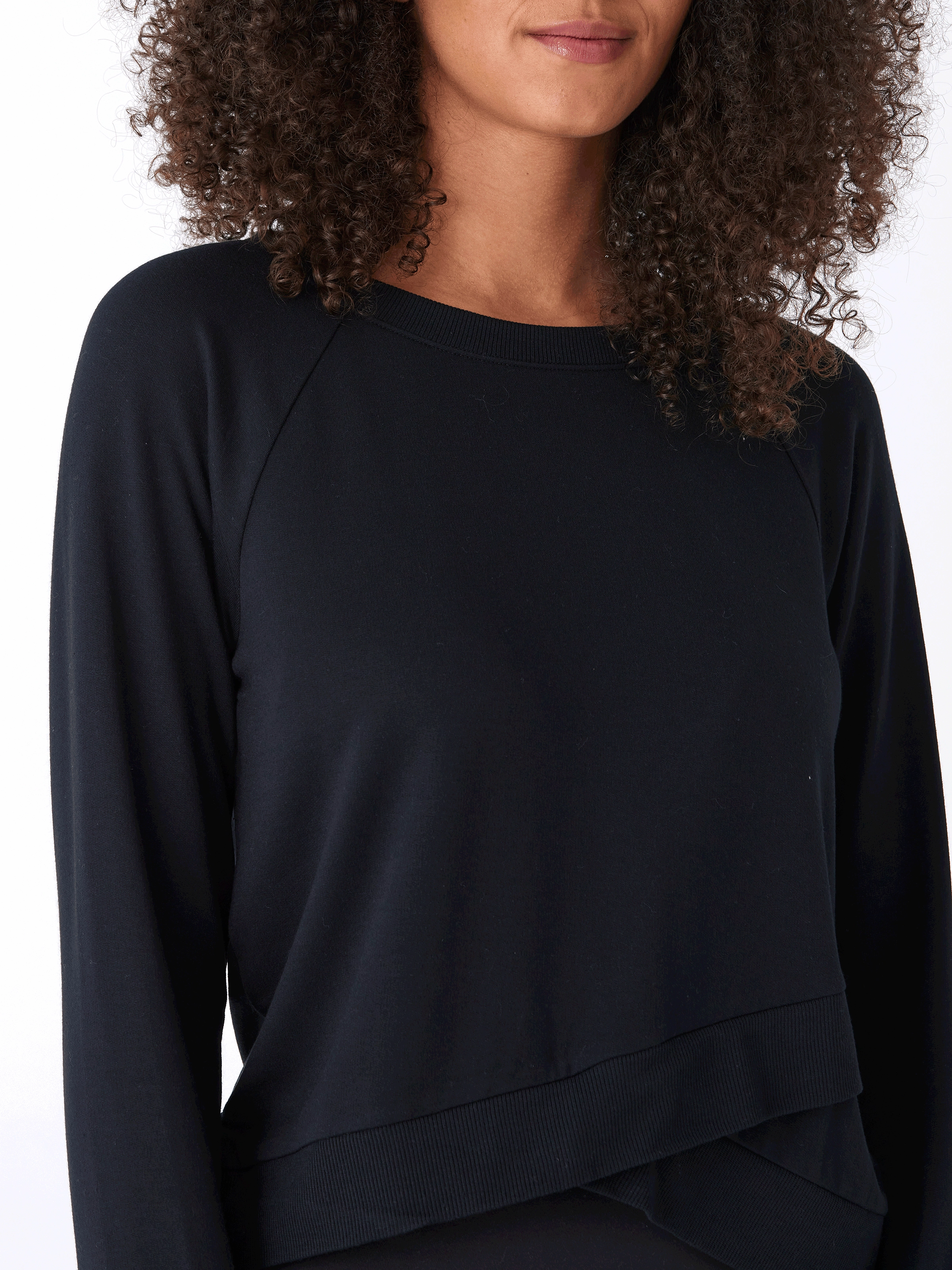 Detachable Lining Halle Feather Fleece Crossover Hem Top