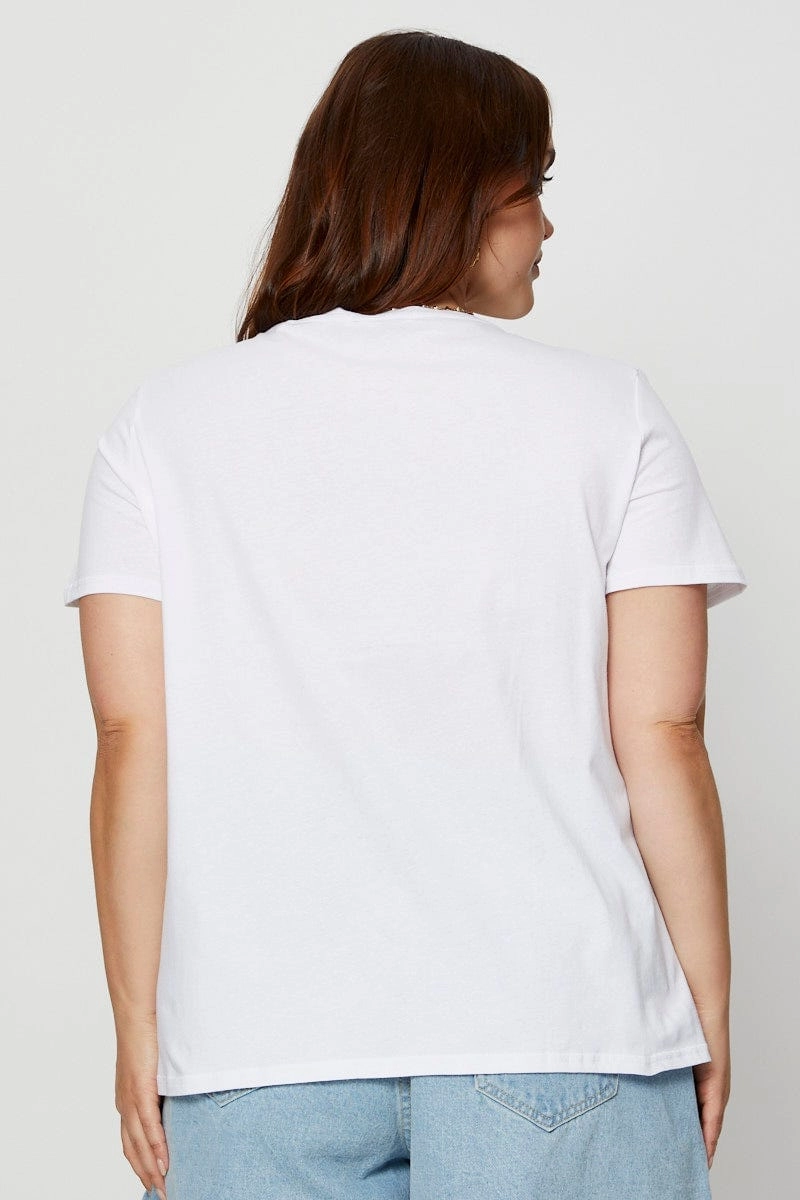 White Graphic T-shirt Crew Neck Short Sleeve Relaxed Look