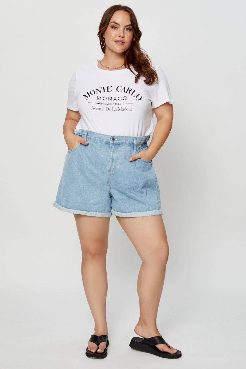 Sustainable Production Process White Graphic T-shirt Crew Neck Short Sleeve