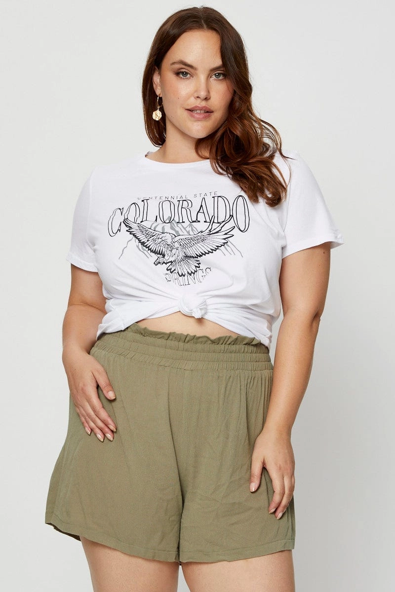 Daily Style Trend Summer cool White Graphic T-shirt Crew Neck Short Sleeve Cotton