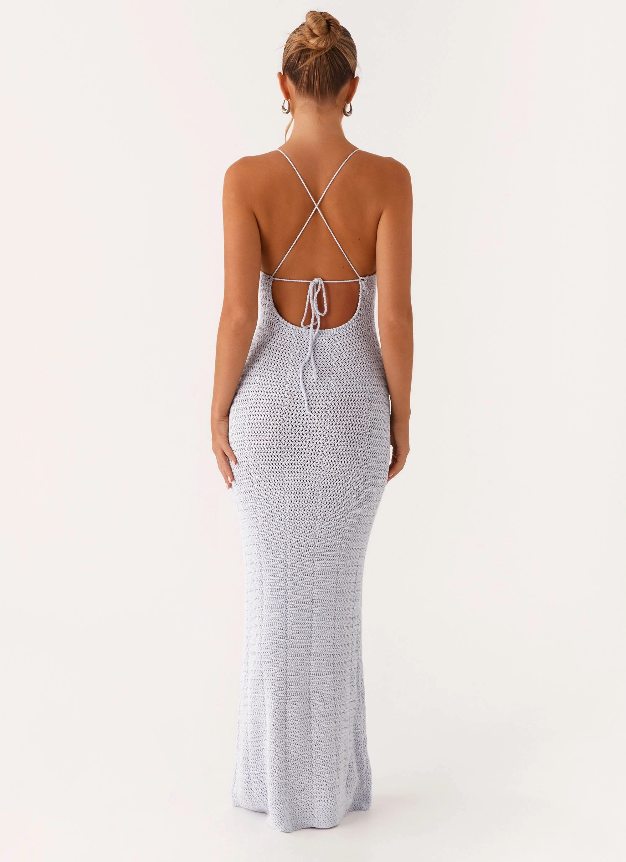 Boho Aesthetic Zara Rose Crochet Maxi Dress - Blue