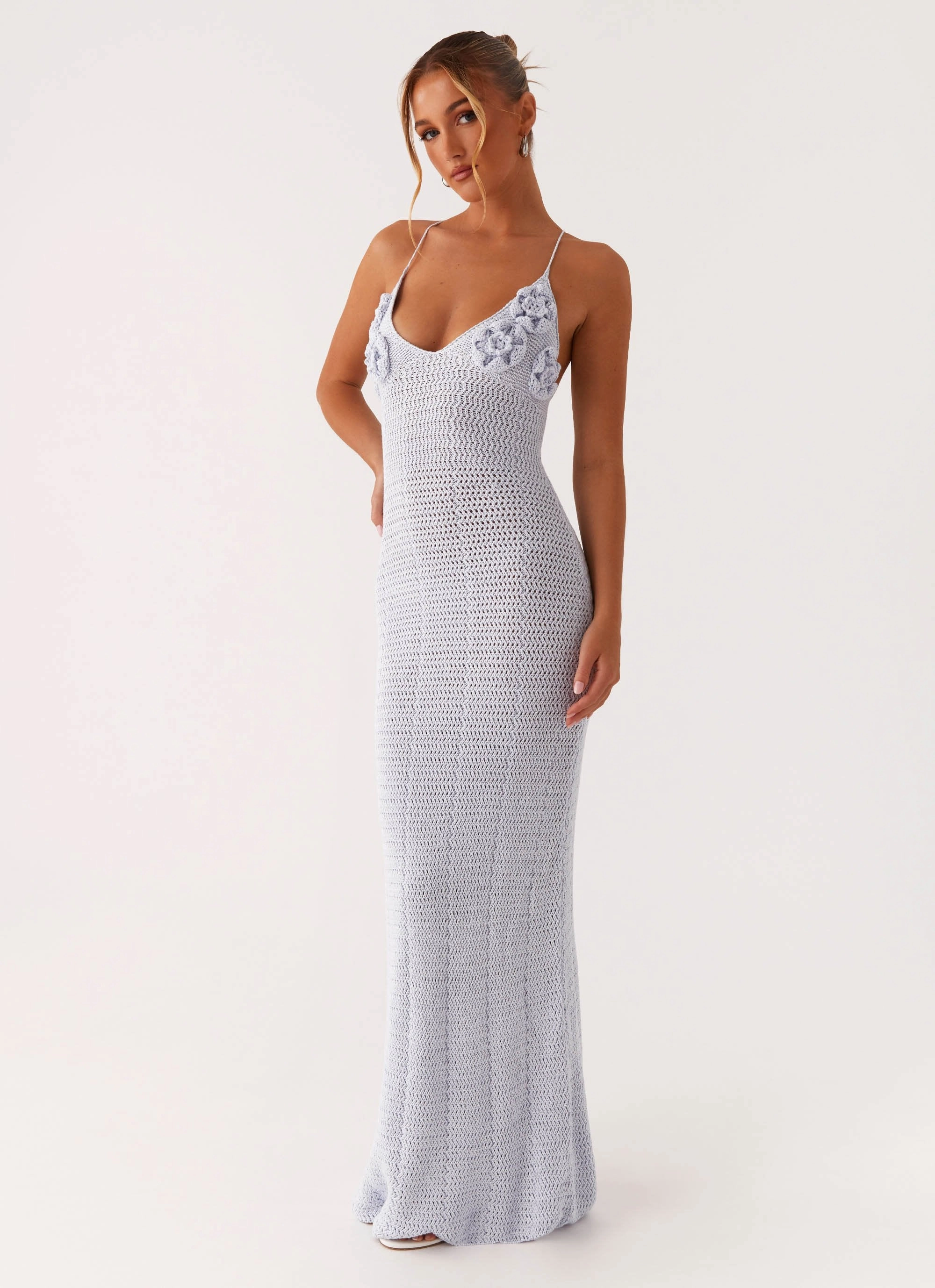 Beach Moment Zara Rose Crochet Maxi Dress - Blue