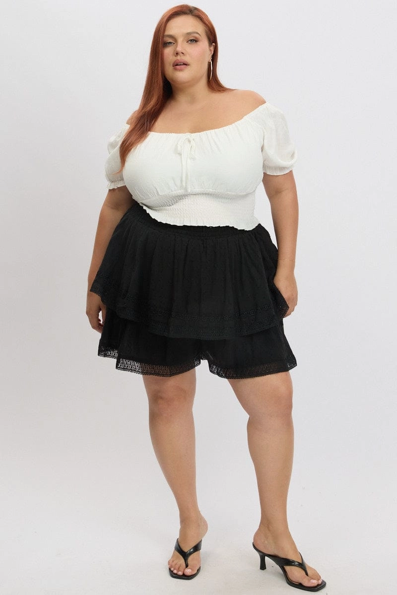 Travel Vibes Easy Fit Black Mini Skirt Tiered