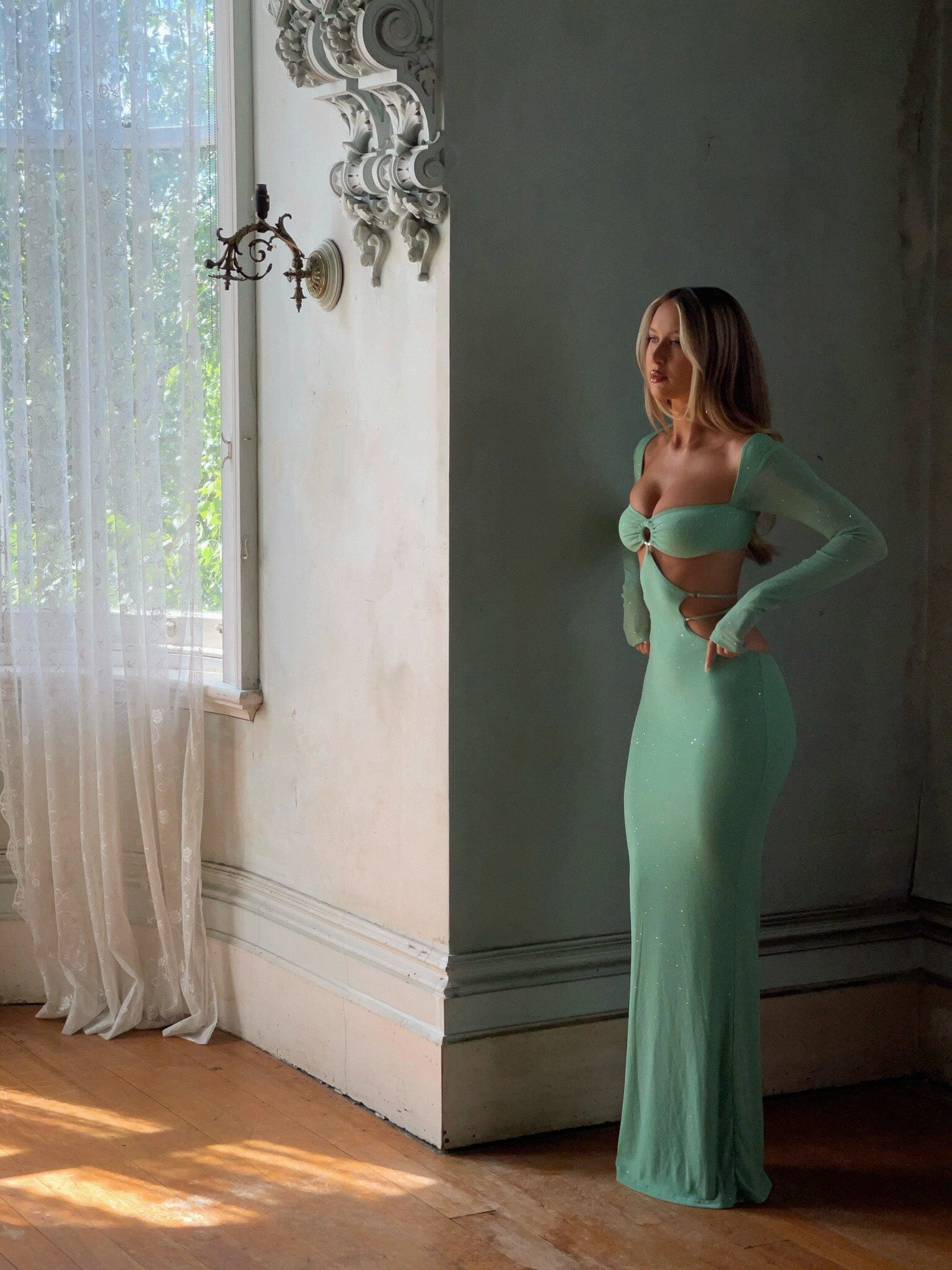 Stylish Waist Fit Relaxed Style Wear KORI MAXI DRESS MINT
