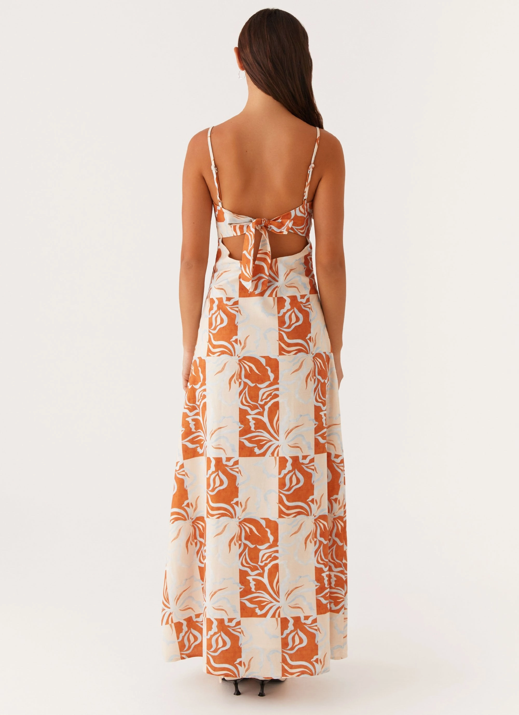 Flora Linen Maxi Dress - Orange Blue Floral soft fit Must Have