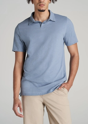 Ultrasoft Inner Lining Slub Self Collar Tall Polo Shirt in Chambray