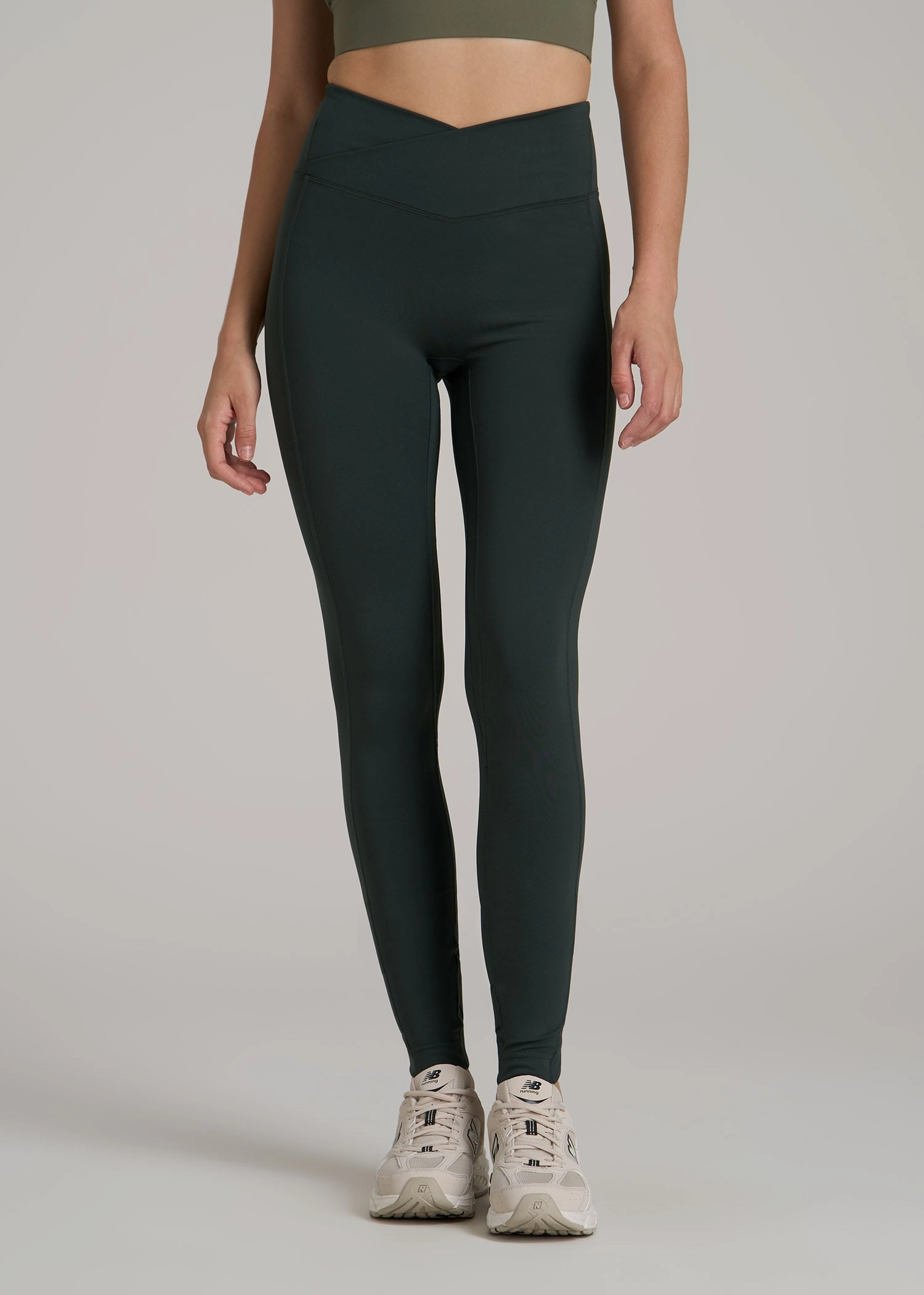 Recycled Polyester Blend Balance Cross Over Leggings for Tall Women in Pine Grove