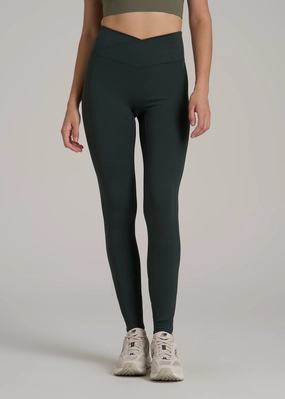 Recycled Polyester Blend Balance Cross Over Leggings for Tall Women in Pine Grove
