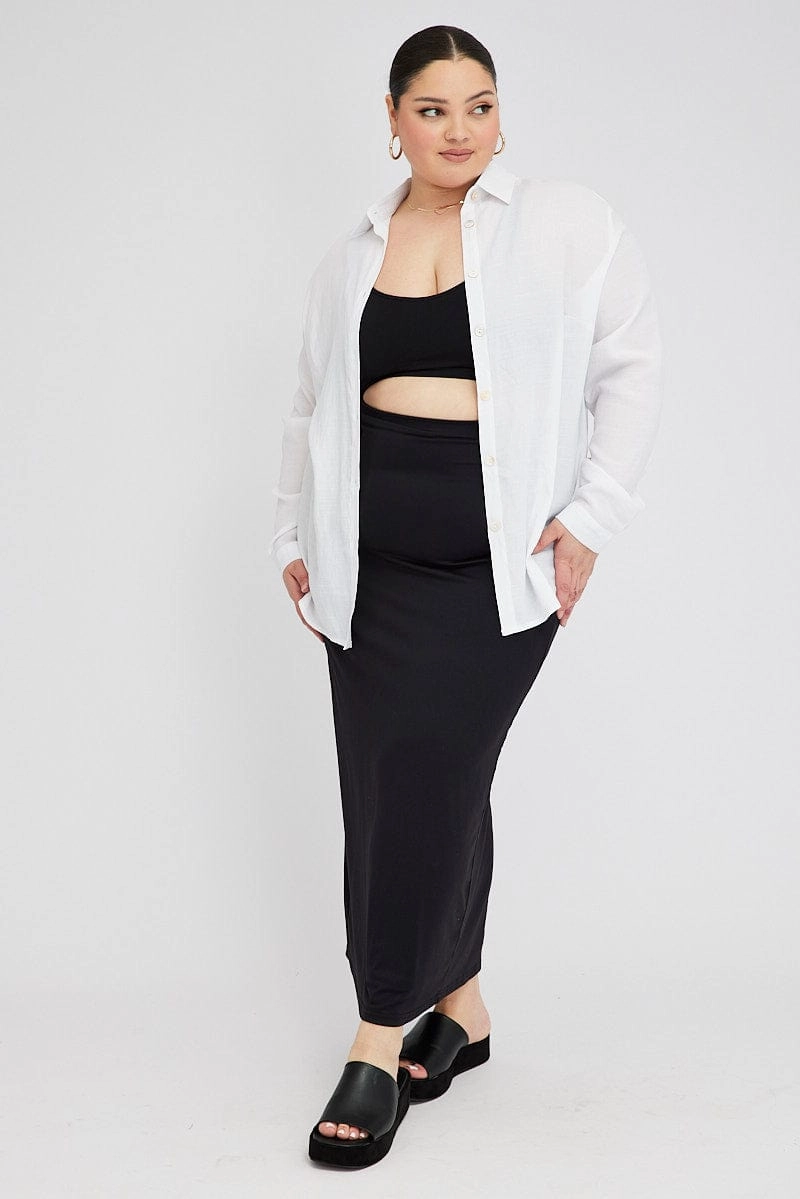 White Relaxed Shirt Long Sleeve Conference Appropriate Comfort Wear