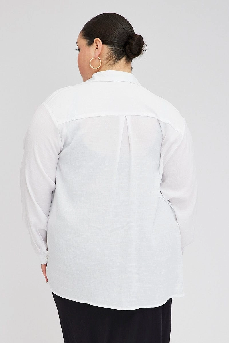 Minimalist Closure White Relaxed Shirt Long Sleeve