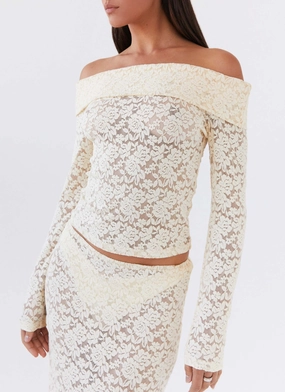 Purse hospital Zephyra Lace Long Sleeve Top - Natural
