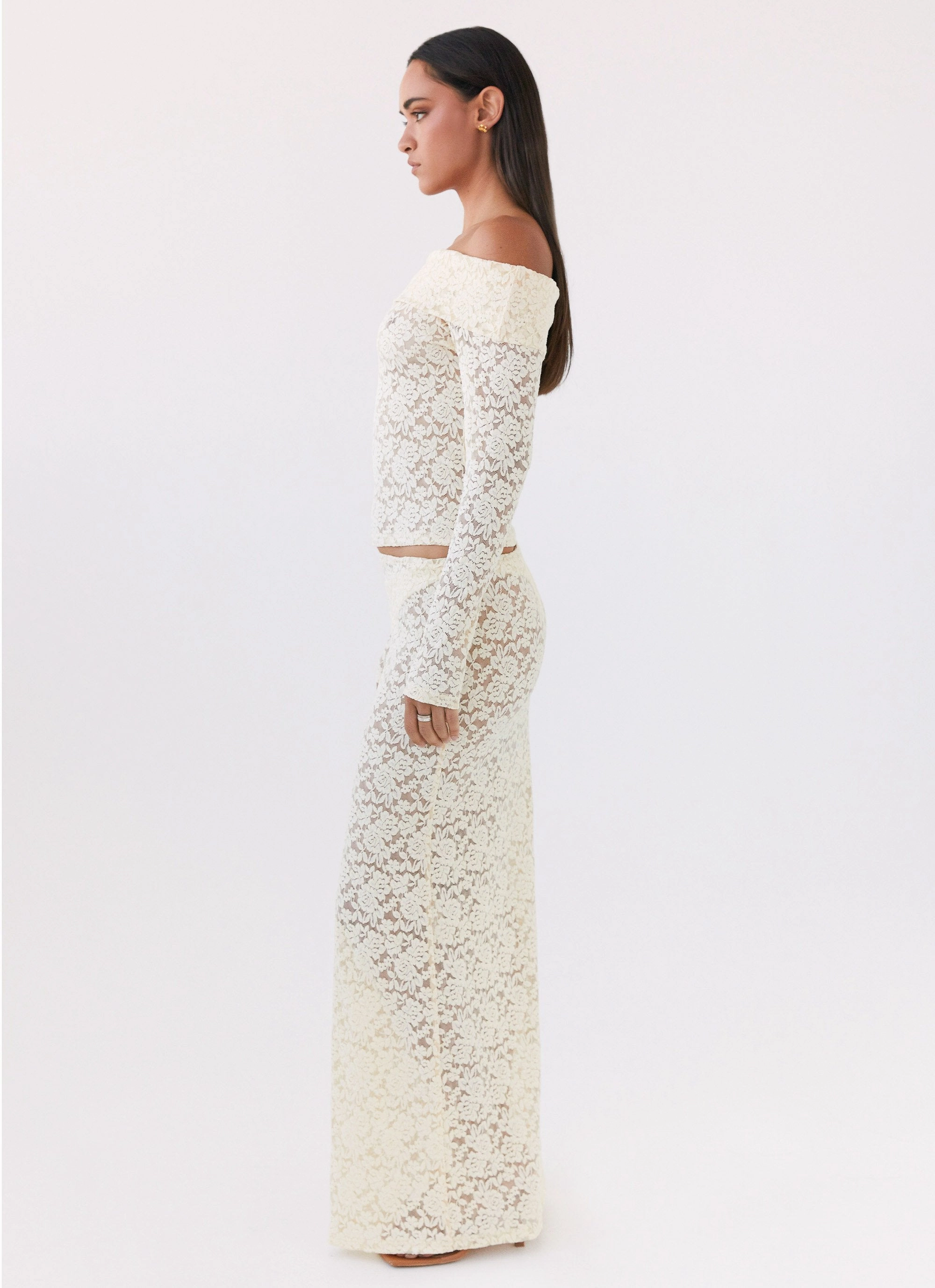 Zephyra Lace Long Sleeve Top - Natural teenagers'