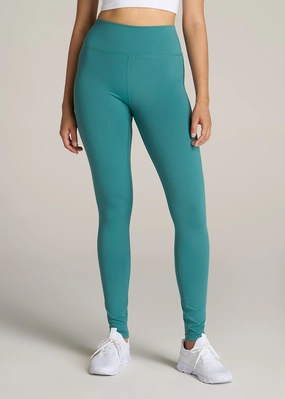 Layered Paneling Movement High Rise Cheeky Leggings for Tall Women in Light Teal