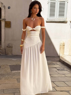 MUAII MAXI DRESS IVORY Subtle tone