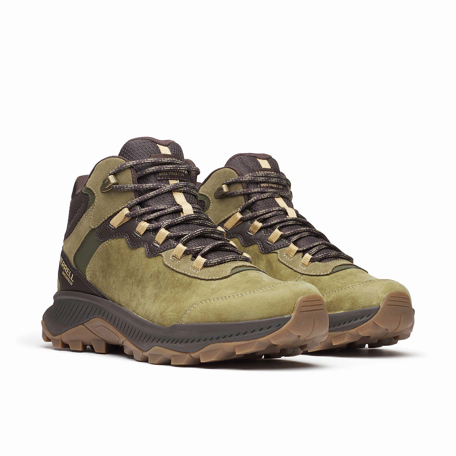 Impact Absorbing Heel Desert Design Merrell Men's Speed Strike 2 Waterproof Boot - Drab