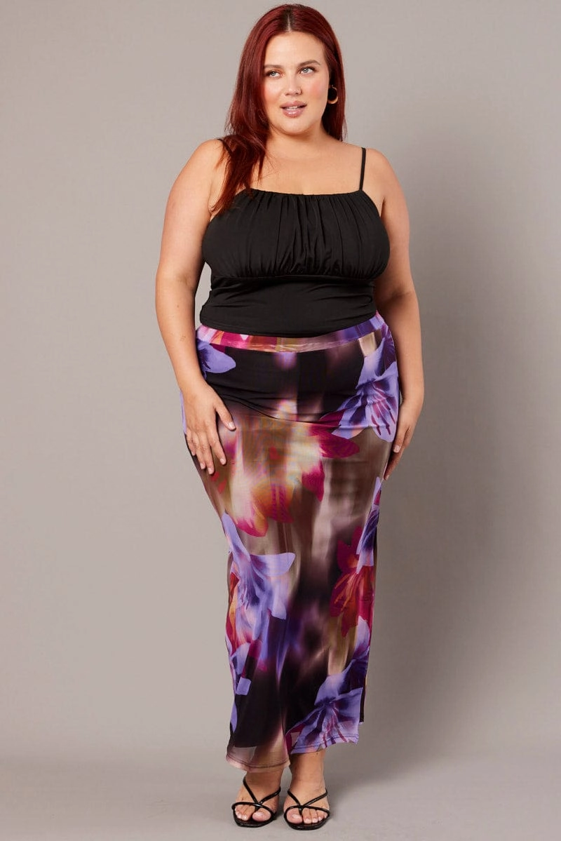 Multi Abstract Mesh Bodycon Skirt Corduroy texture Airy Comfort