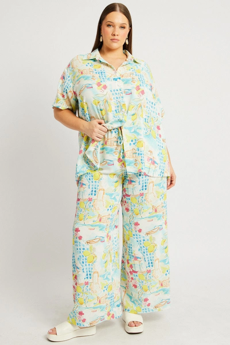 Multi Abstract Relaxed Shirt Short Sleeve Unisex Option
