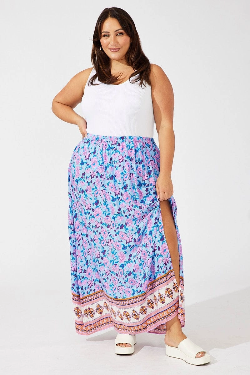 High Rise Multi Boho Boho Maxi Skirt