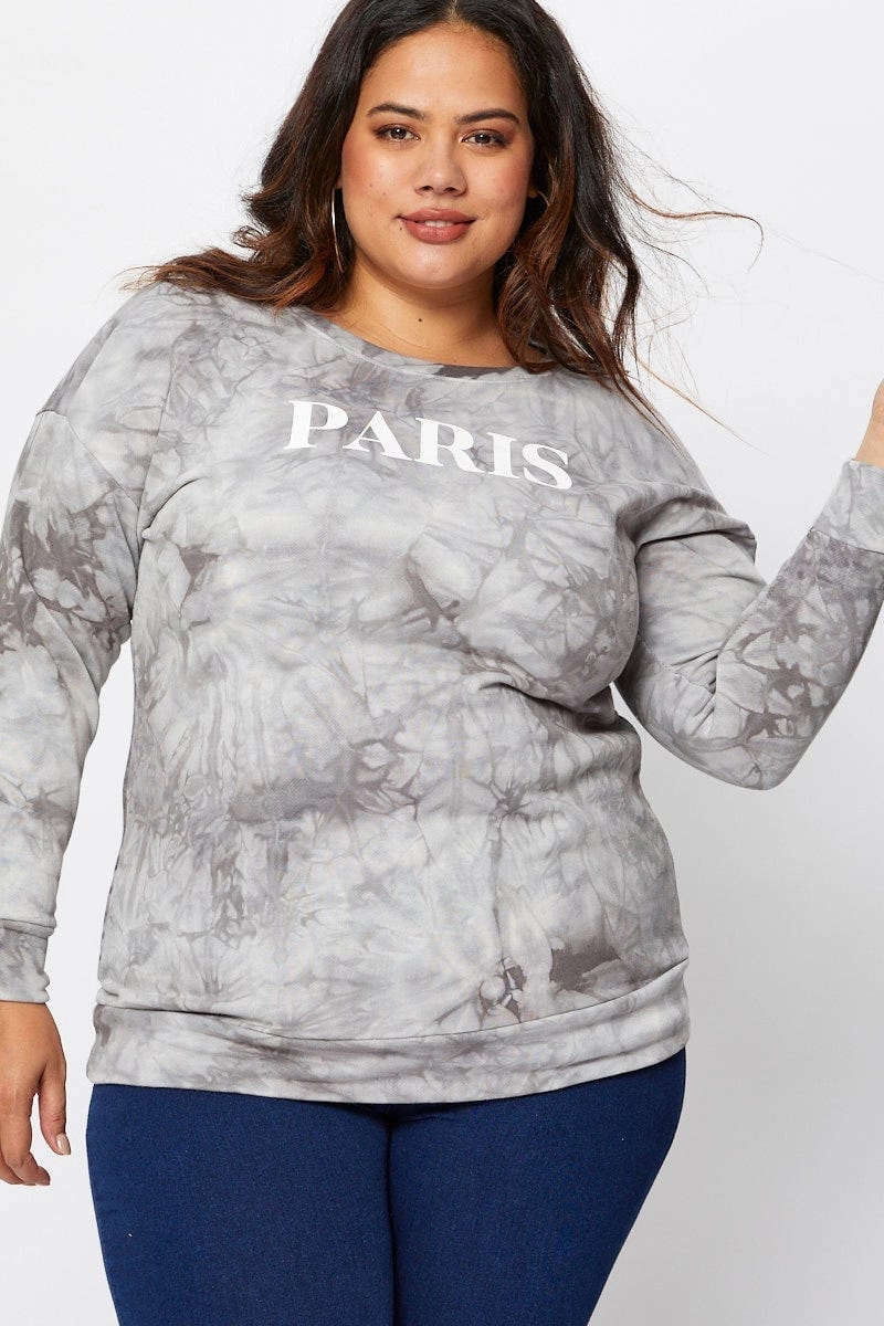 Stylish Layer Multi Colour Fleece Sweatshirt Paris Slogan Long Sleeve