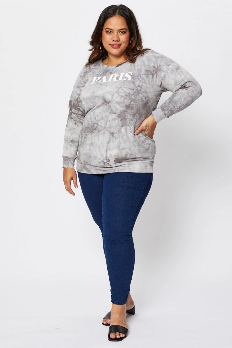 teens' Multi Colour Fleece Sweatshirt Paris Slogan Long Sleeve