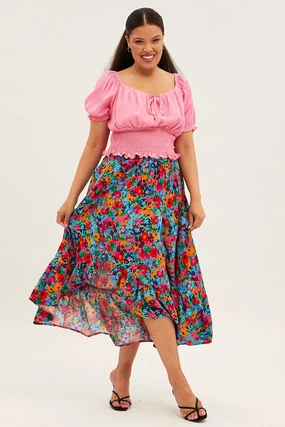 Multi Floral Print Maxi Skirt Signature Line