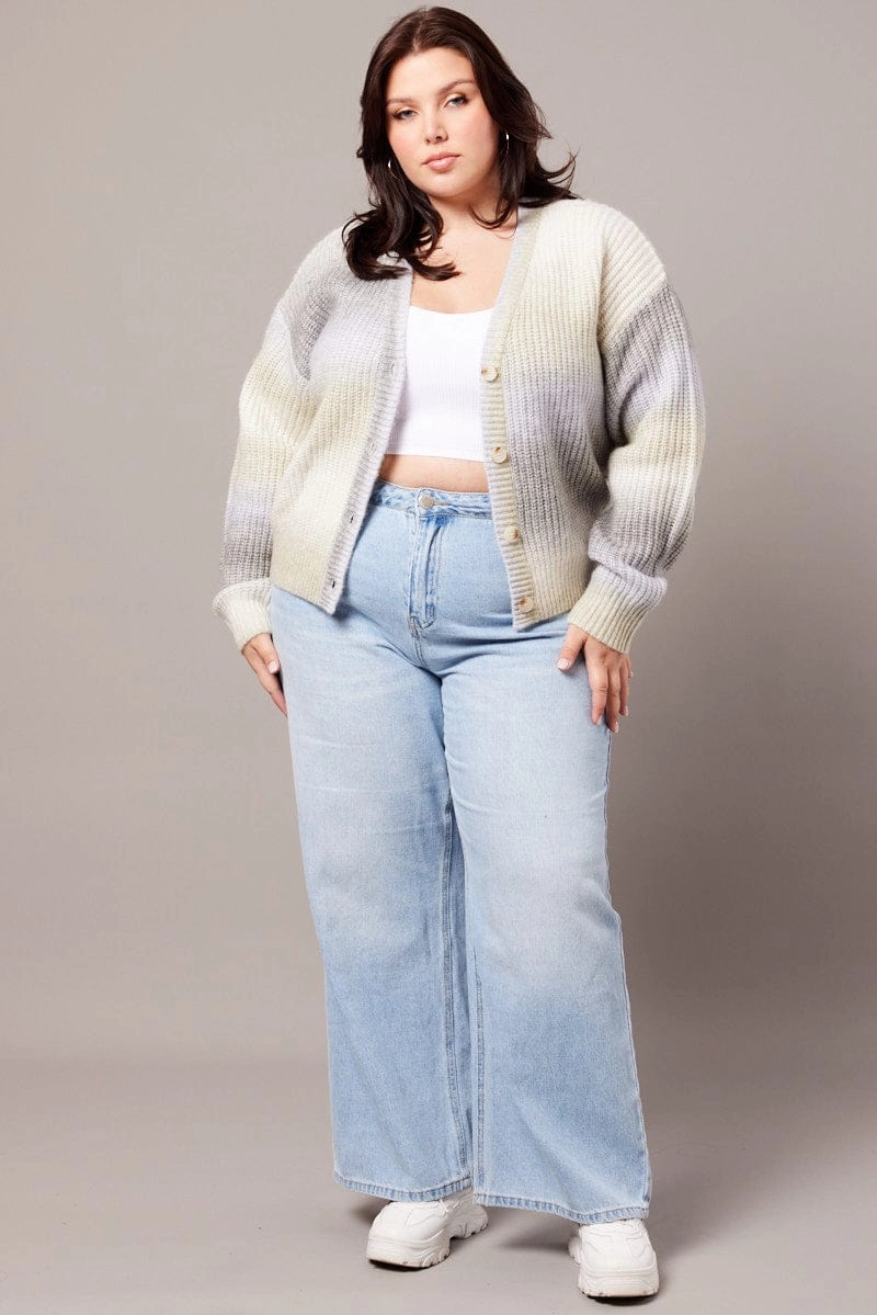 Multi Knit Cardigan V-neck Abrasion Resistant Surface Neutral Fit Design