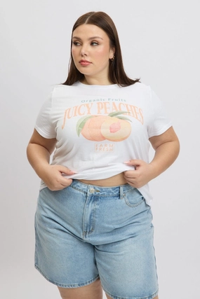 Sporty Comfort Wear Weekend Wear White Graphic T Shirt Short Sleeve Crew Neck